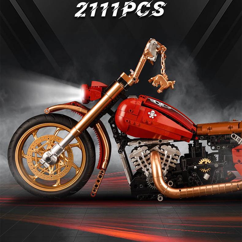 Brick MOC Red Custom Chopper | 2111pcs - Brick Car Merchant