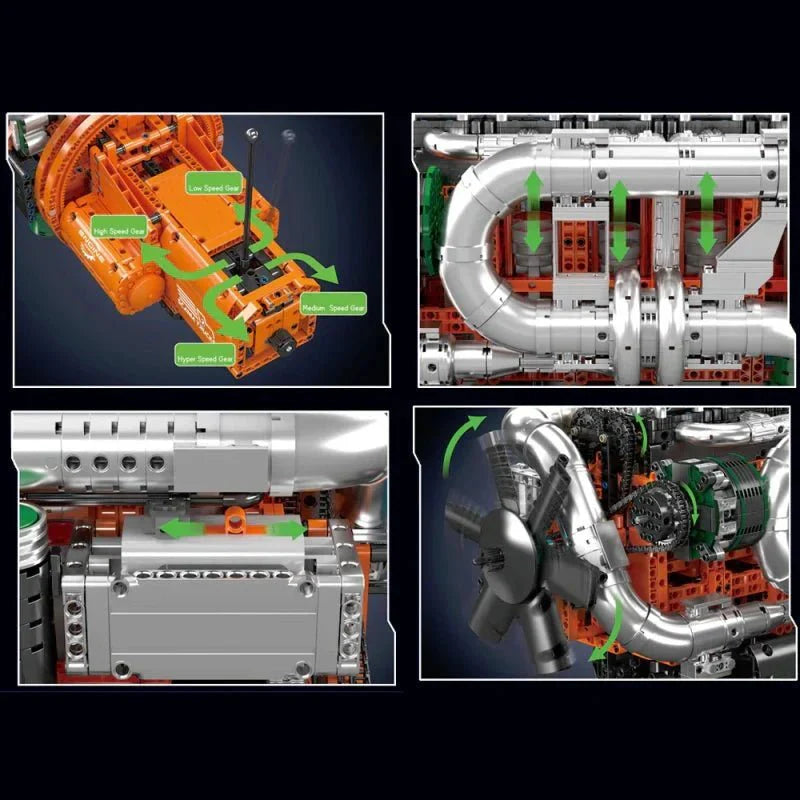 Brick MOC Scania Truck engine & Transmission | 3236pcs - Brick Car Merchant