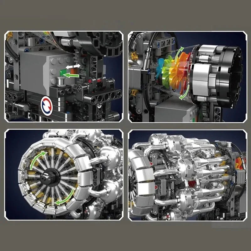 Brick MOC Turbojet Engine Model Kit | 1214pcs - Brick Car Merchant