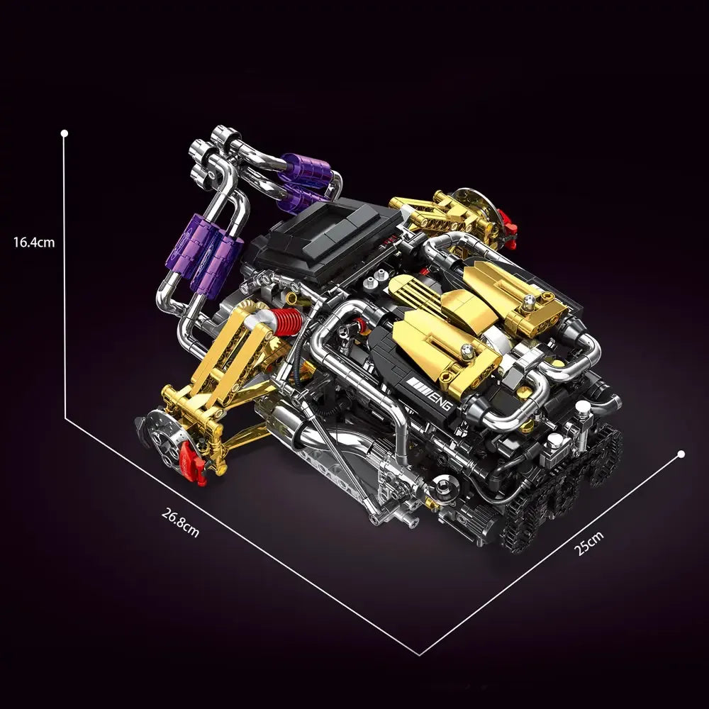 Brick MOC Twin-Turbo V12 Hypercar Powertrain | 1602pcs - Brick Car Merchant