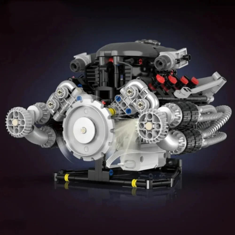 Brick MOC US Muscle V8 Engine | 689pcs - Brick Car Merchant