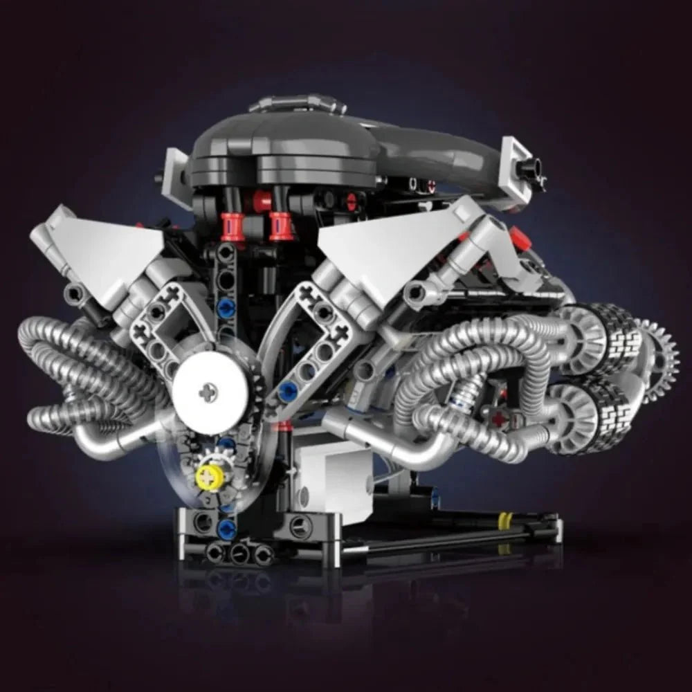 Brick MOC US Muscle V8 Engine | 689pcs - Brick Car Merchant