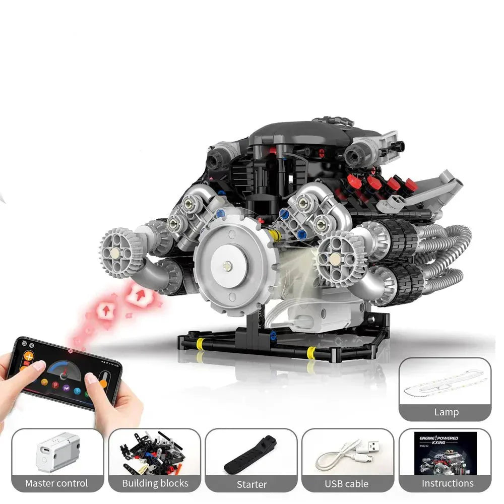 Brick MOC US Muscle V8 Engine | 689pcs - Brick Car Merchant