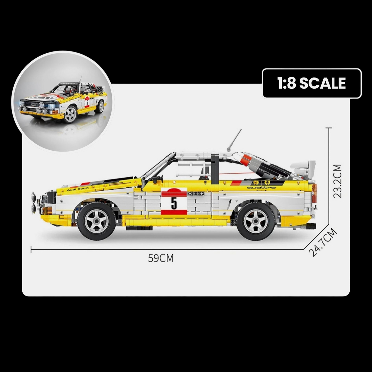 Brick MOC Audi Rally Quattro Group B 1984 - Brick Car Merchant