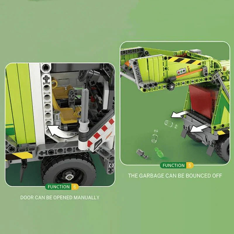 Brick MOC Urban Waste Collection Truck | 1468pcs - Brick Car Merchant