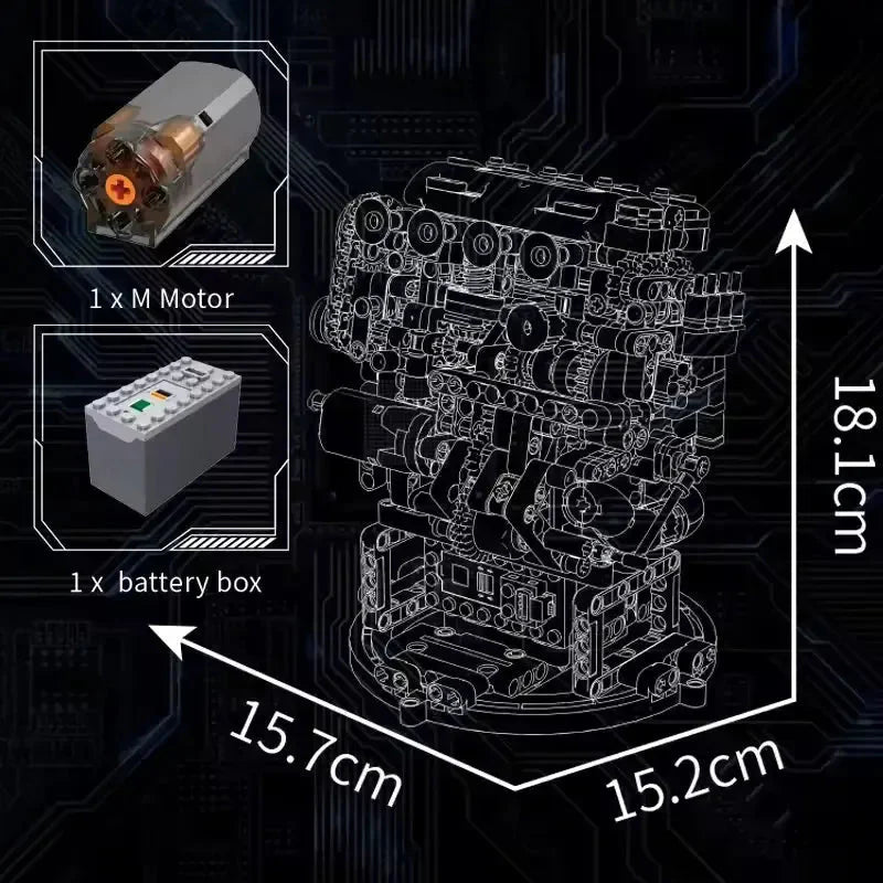 Brick MOC VTEC DOHC Motorized Engine | 772pcs - Brick Car Merchant