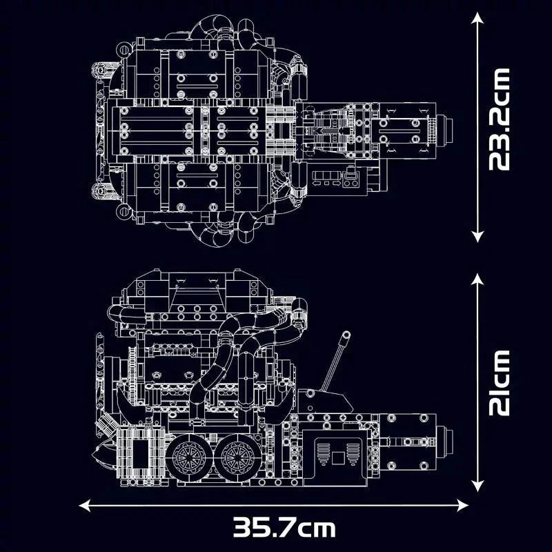 Brick MOC W16 Engine & Transmission | 2024pcs - Brick Car Merchant