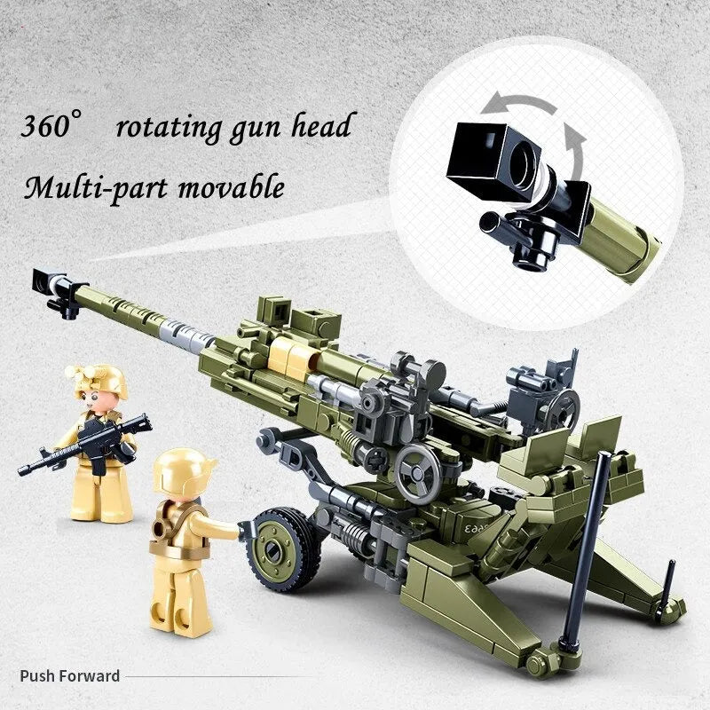Brick MOC WW2 M777 Light Artillery | 258pcs - Brick Car Merchant