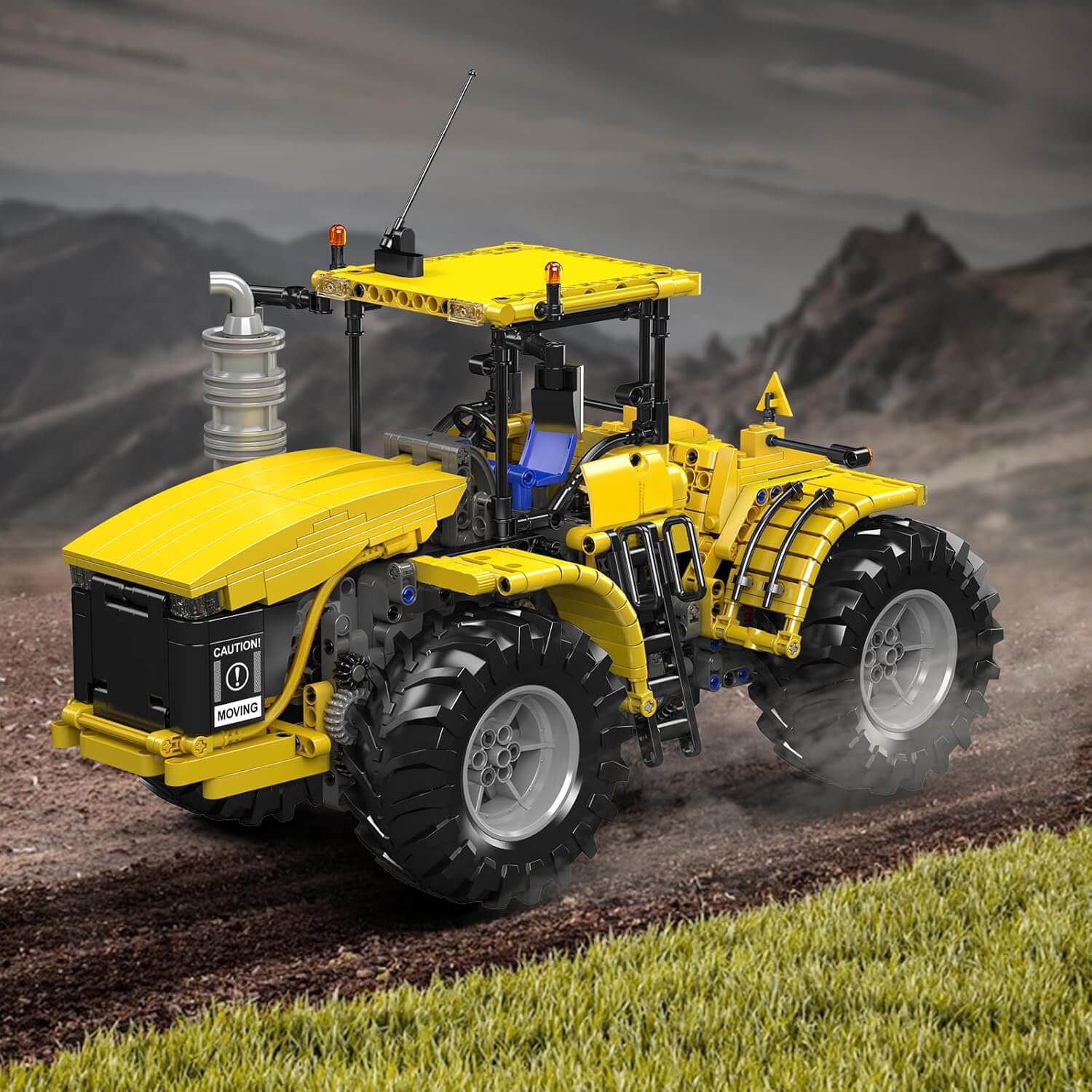 Brick MOC Yellow Tractor Remote Control | 1299pcs - Brick Car Merchant