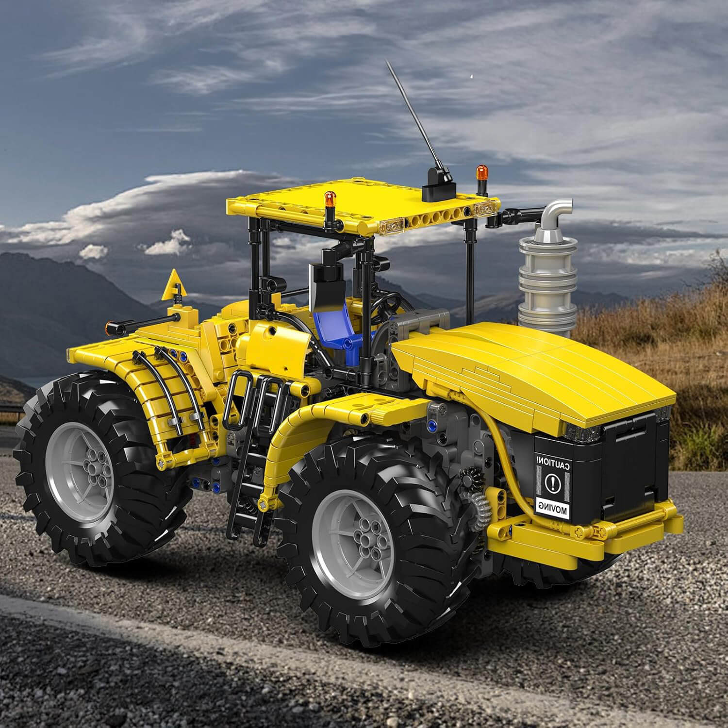 Brick MOC Yellow Tractor Remote Control | 1299pcs - Brick Car Merchant