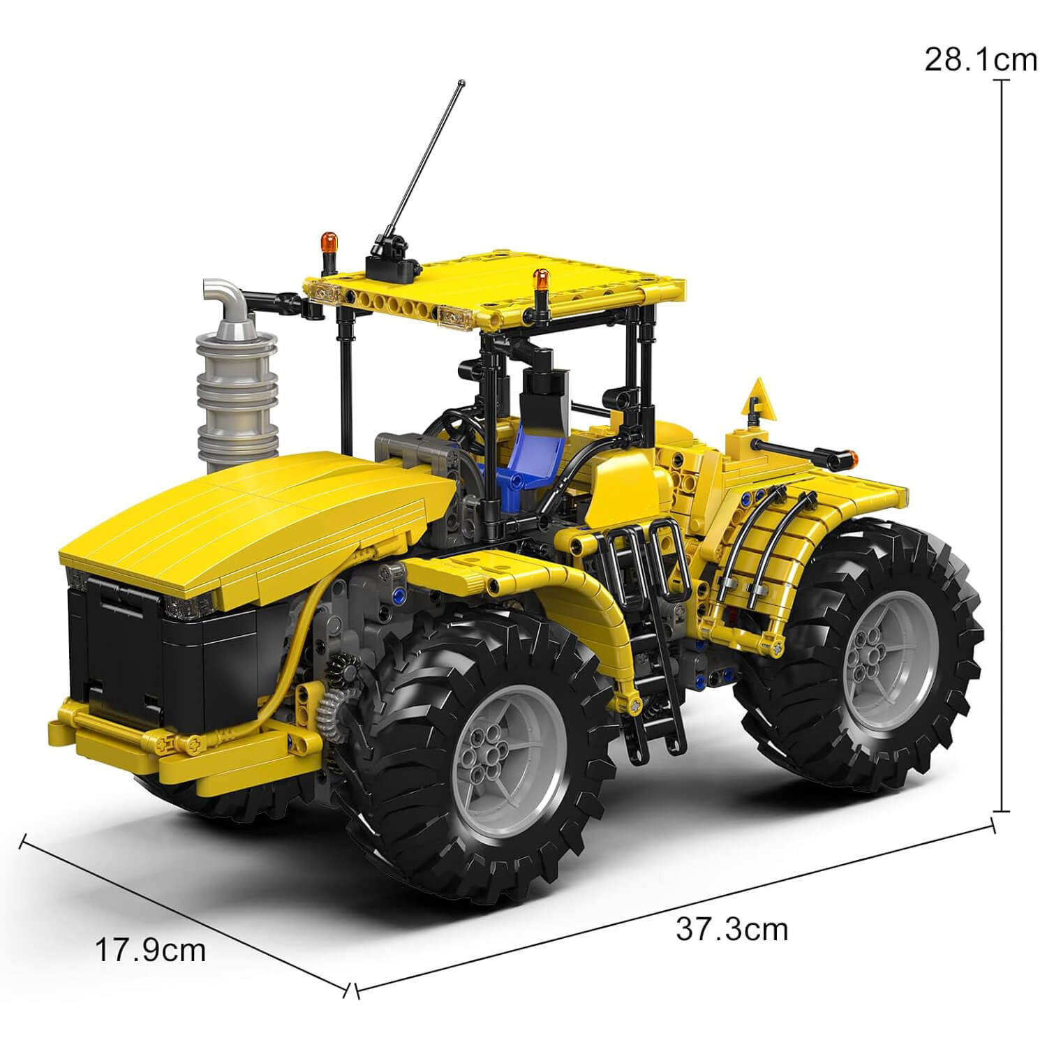 Brick MOC Yellow Tractor Remote Control | 1299pcs - Brick Car Merchant
