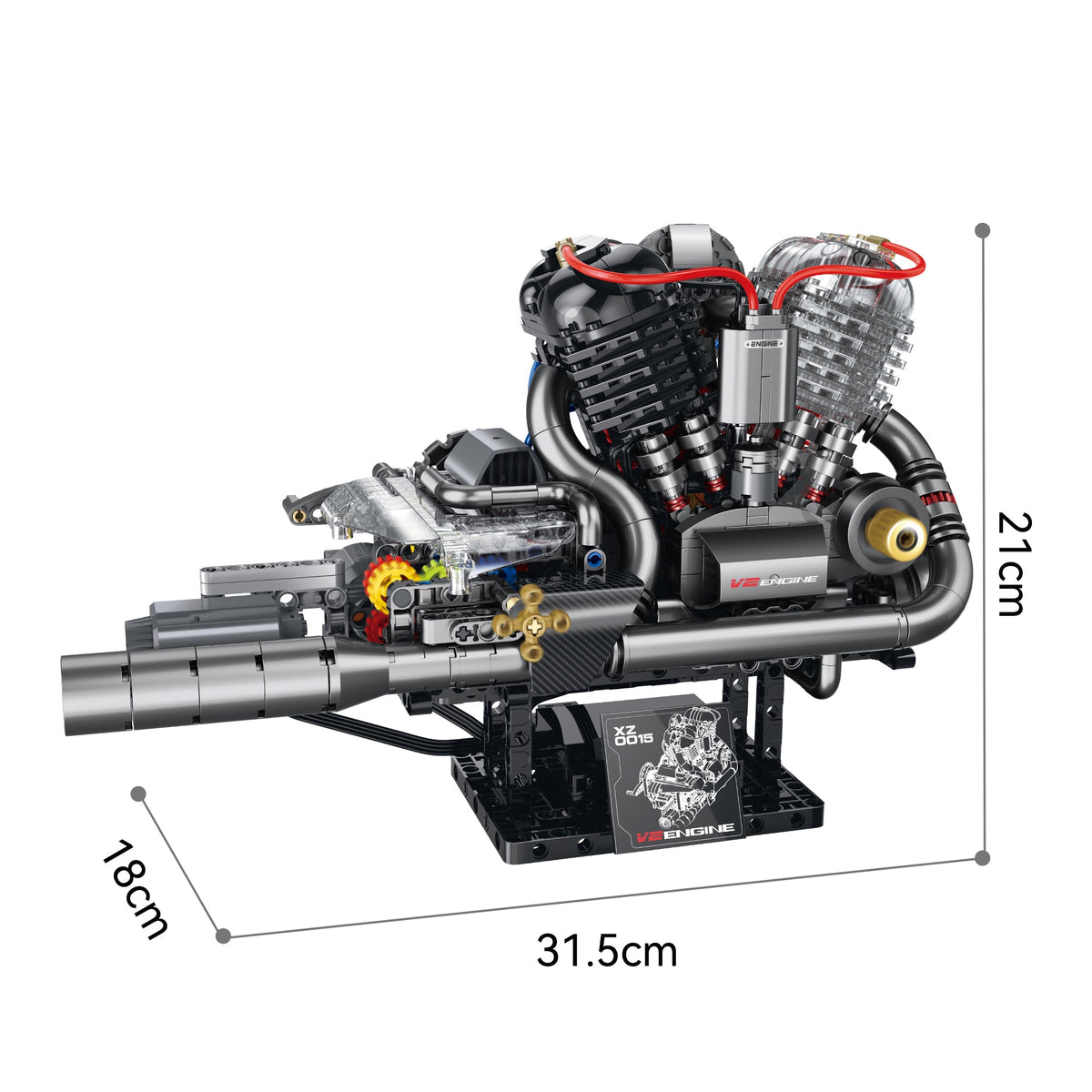 Brick MOC Stormcore V-Twin Motorised Engine | 846 pieces - Brick Car Merchant