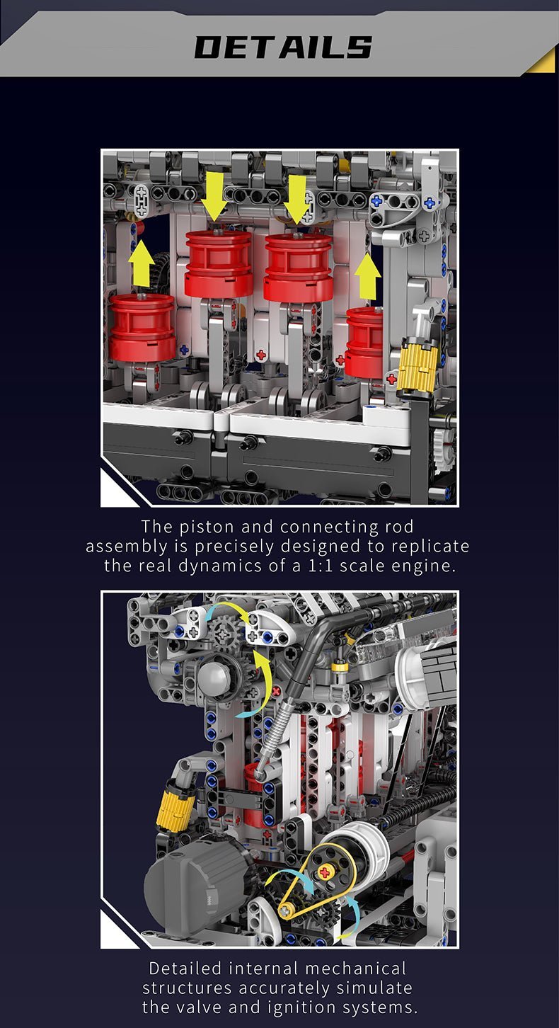 LEGO MOC Functional Inline 4-Cylinder L4 Gasoline | 1787pcs - Brick Car Merchant