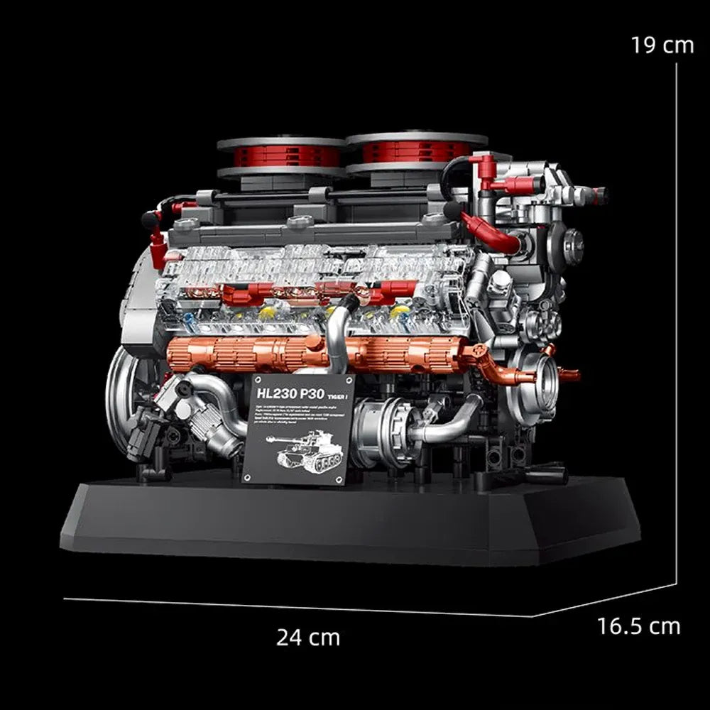 LEGO MOC German Tiger V8 Tank Engine | 1236pcs - Brick Car Merchant