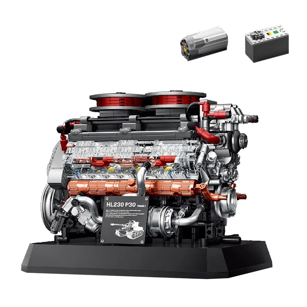 LEGO MOC German Tiger V8 Tank Engine | 1236pcs - Brick Car Merchant