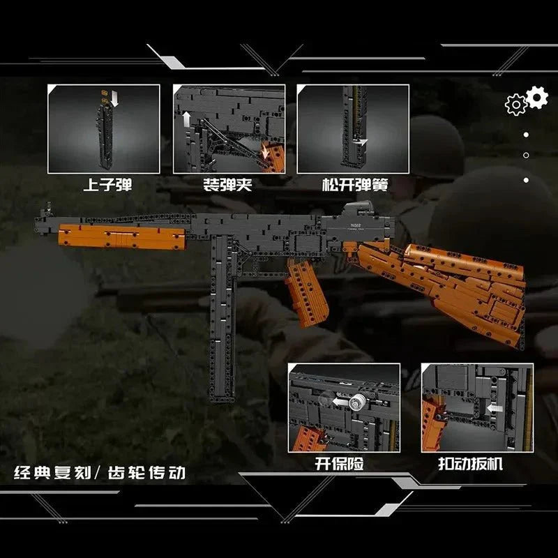 Brick MOC Military Thompson Sub Machine | 1208pcs - Brick Car Merchant