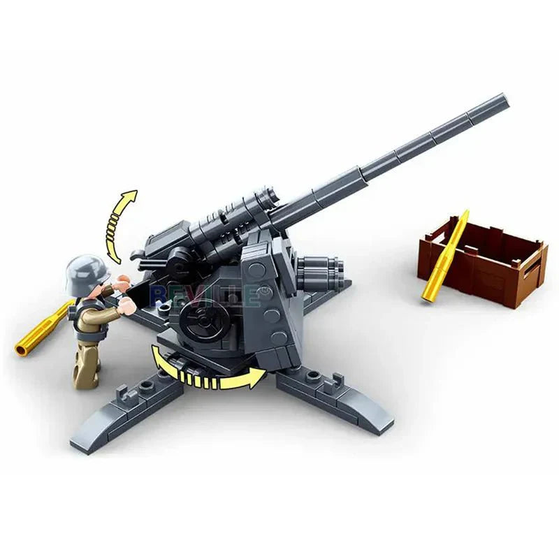 Brick MOC Military WW2 Normandy Landing 88MM Anti-Tank | 115pcs - Brick Car Merchant