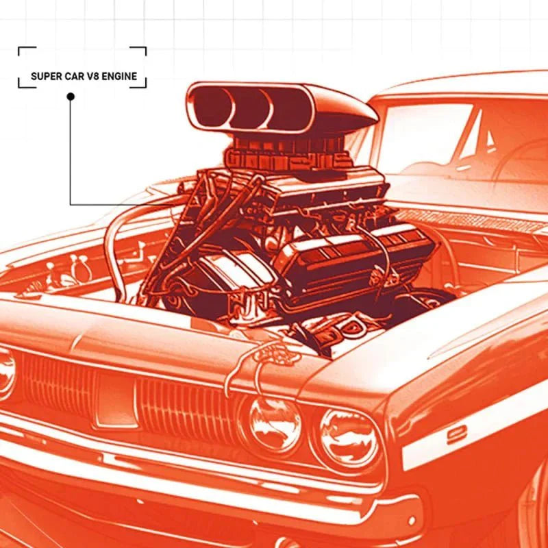 LEGO MOC Motorised Muscle V8 | 2347pcs - Brick Car Merchant