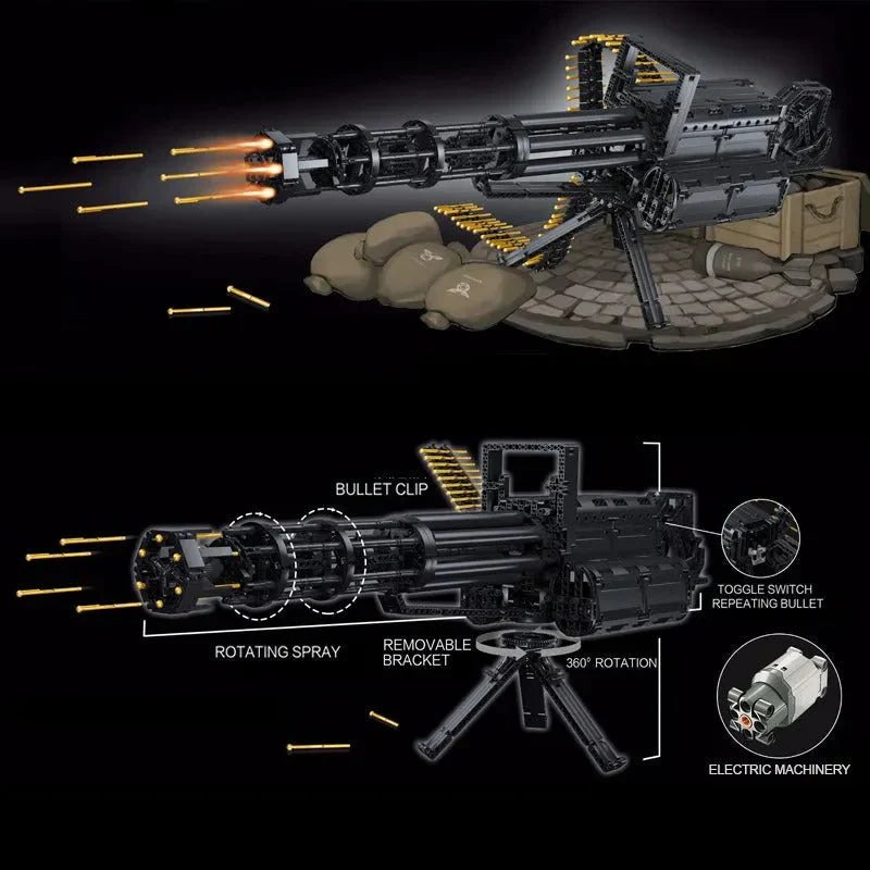 Brick MOC Motorized Military Gatling Cannon | 1524pcs - Brick Car Merchant