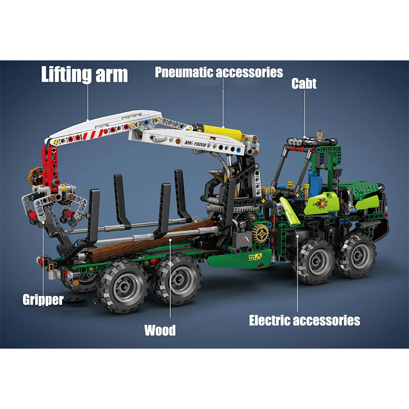 LEGO MOC Pneumatic Forestry Harvester | 938pcs - Brick Car Merchant