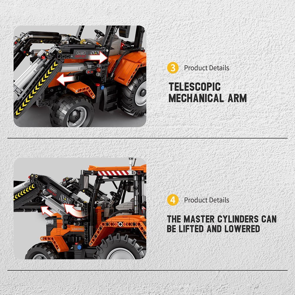 LEGO MOC Remote Controlled Loading Tractor | 1496pcs - Brick Car Merchant