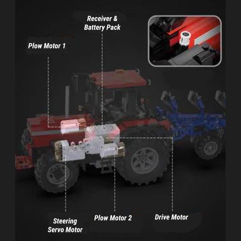 LEGO MOC RC Plowing Tractor | 1675pcs - Brick Car Merchant