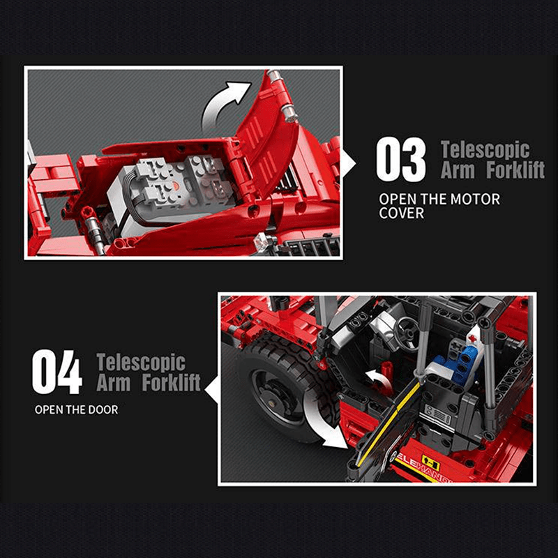 LEGO MOC Telescopic Arm Forklift | 2260pcs - Brick Car Merchant