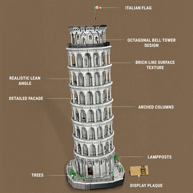 Brick MOC Monumental Tower of Pisa - Ultimate Edition | 7651pcs - Brick Car Merchant