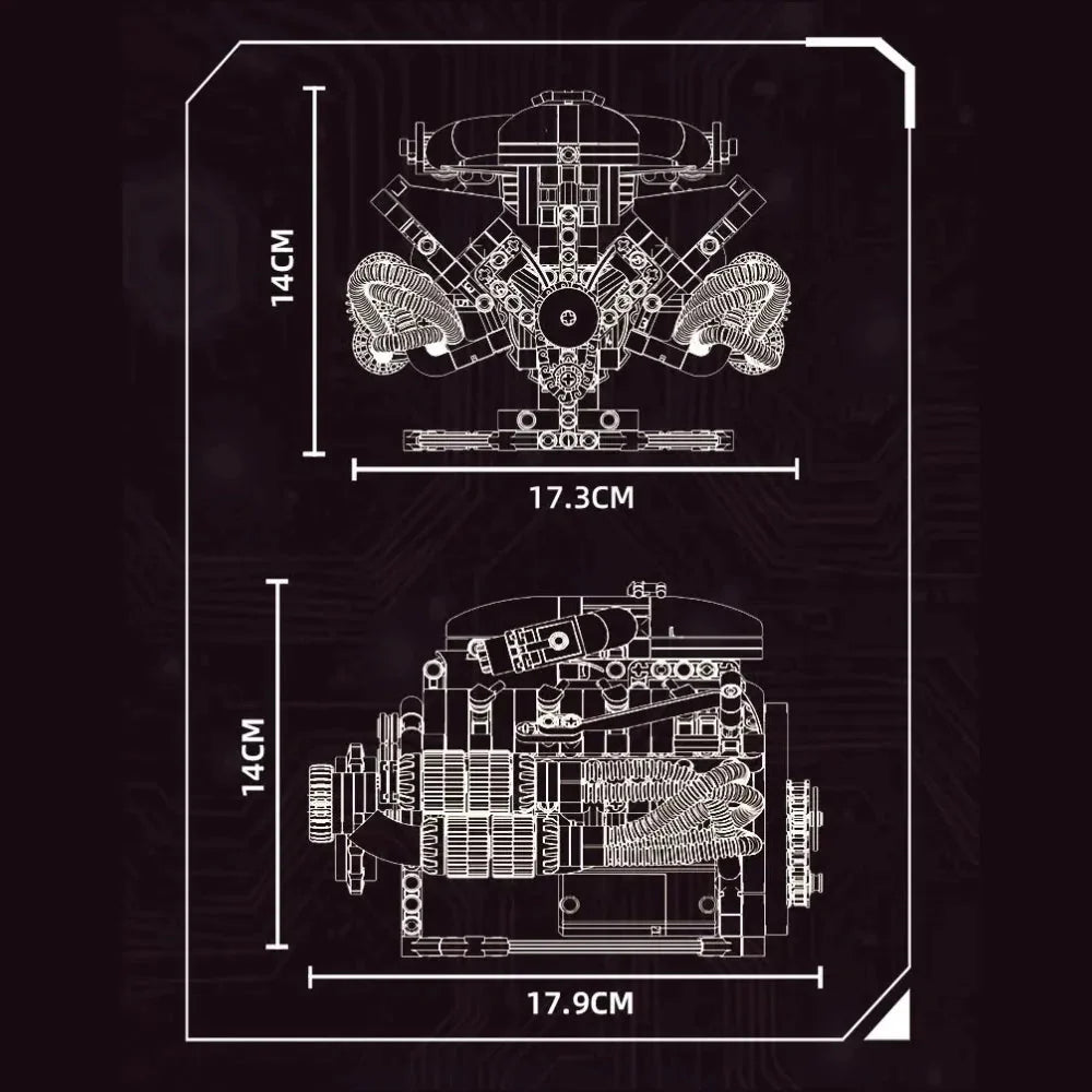 LEGO MOC US Muscle V8 Engine | 689pcs - Brick Car Merchant