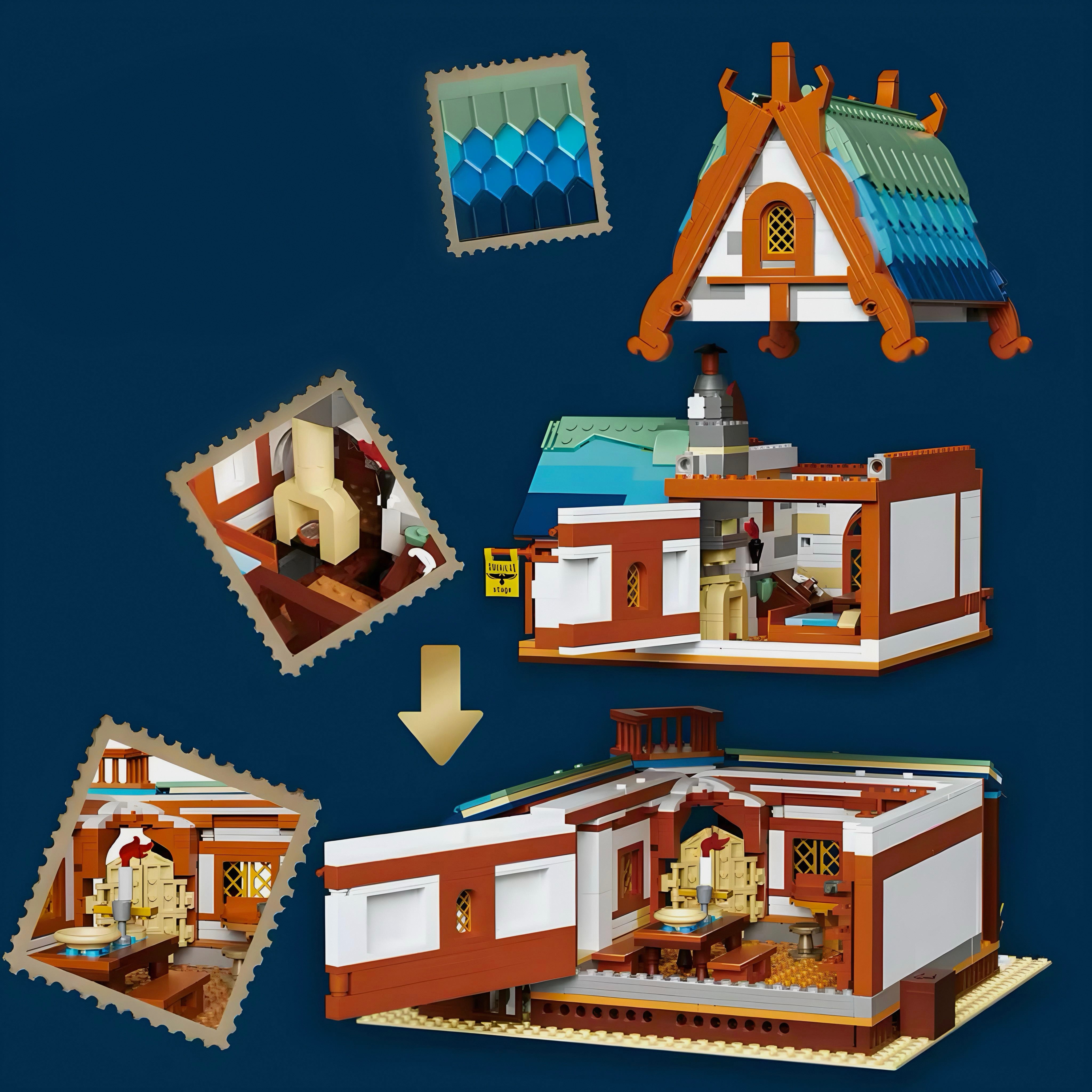 Brick MOC Medieval Post Station | 1769pcs - Brick Car Merchant
