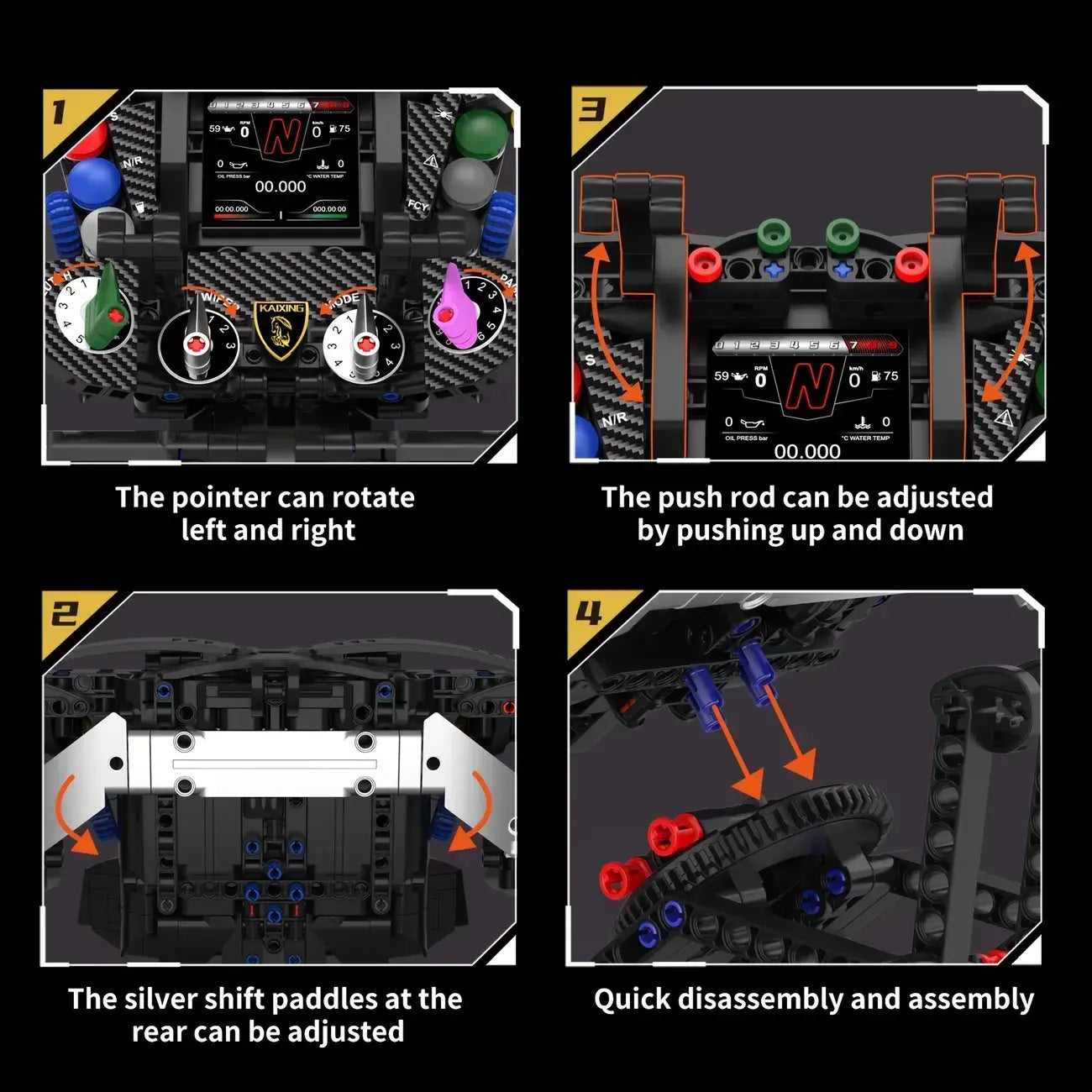 Brick MOC 1:1 Lambo Supercar Steering Wheel | 984pcs - Brick Car Merchant
