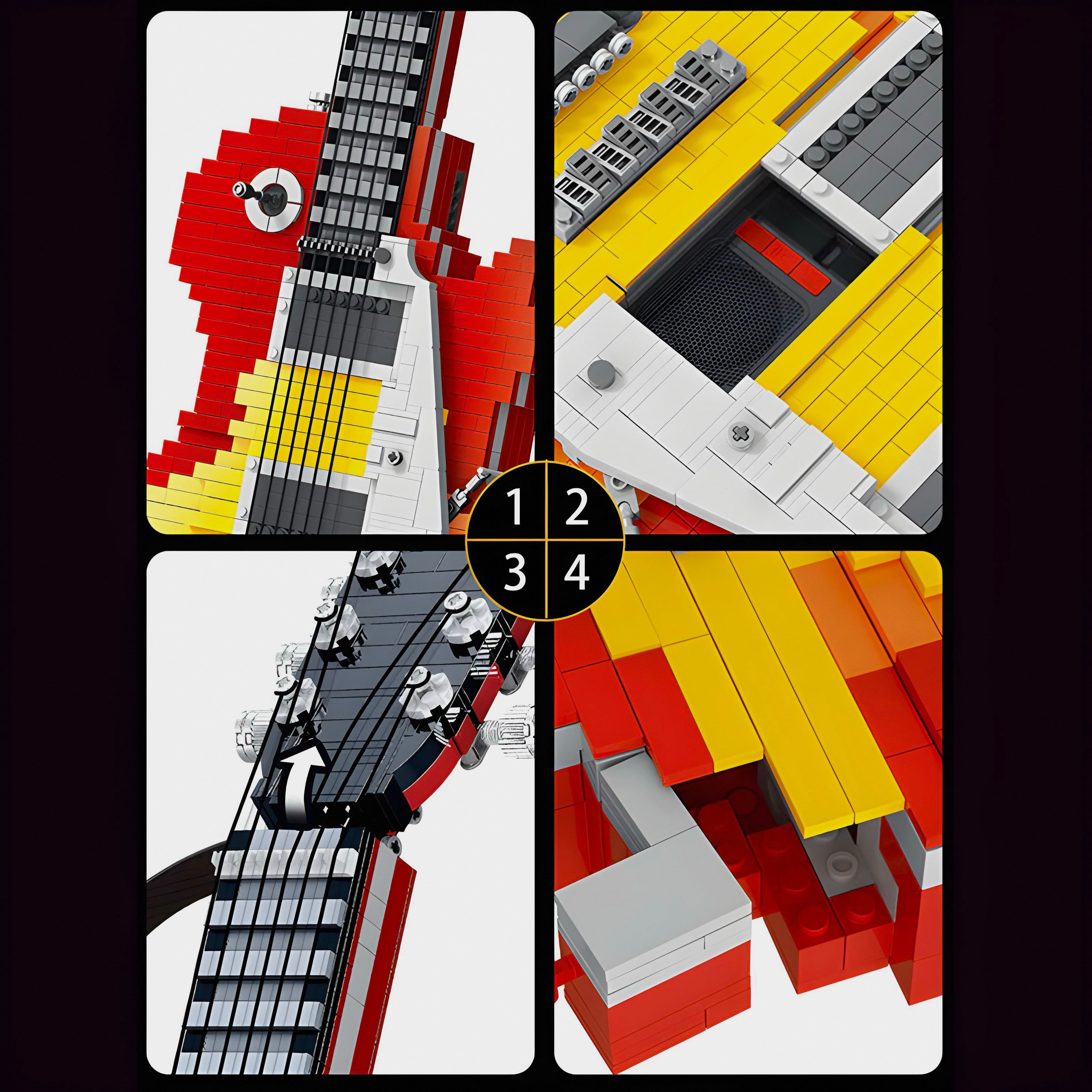 Brick MOC 1:1 Scale Electric Guitar | 2502pcs - Brick Car Merchant