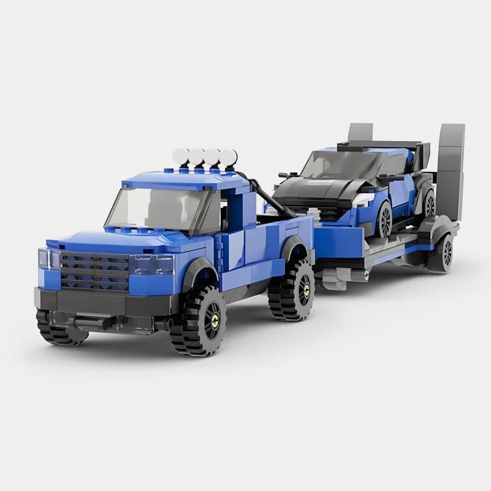 Brick MOC Ford F-150 Raptor with Trailer and Ford Focus - Brick Car Merchant