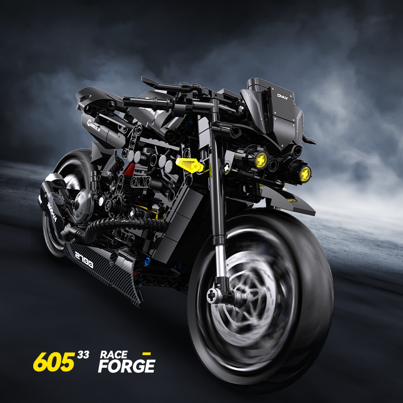 Brick MOC 1:8 Yamaha VMAX Custom Muscle Bike | 538pcs - Brick Car Merchant