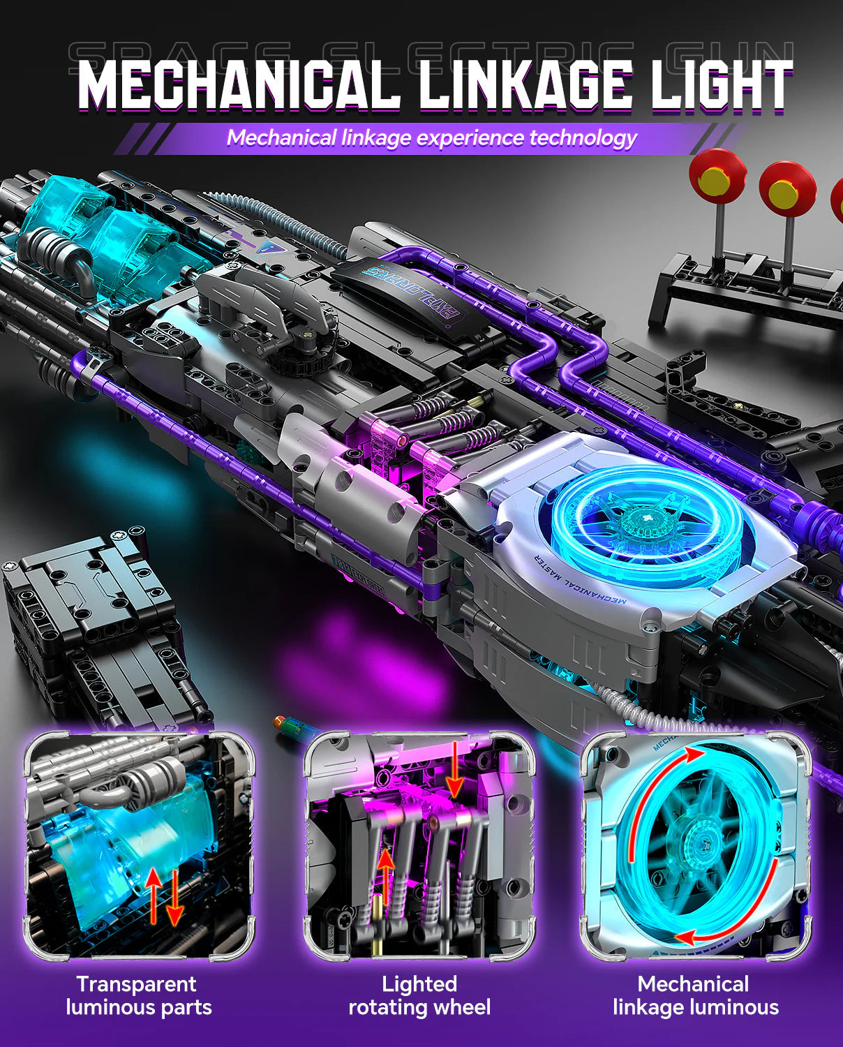 Brick MOC 2 in 1 Transforming Electric Space Gun and Robot Building Toy, Futuristic Mechanical Interactions and Lighting Effects | 3037 pcs 2-in-1 Robot & Space Gun MOC Kit | 3037pcs - Brick Car Merchant