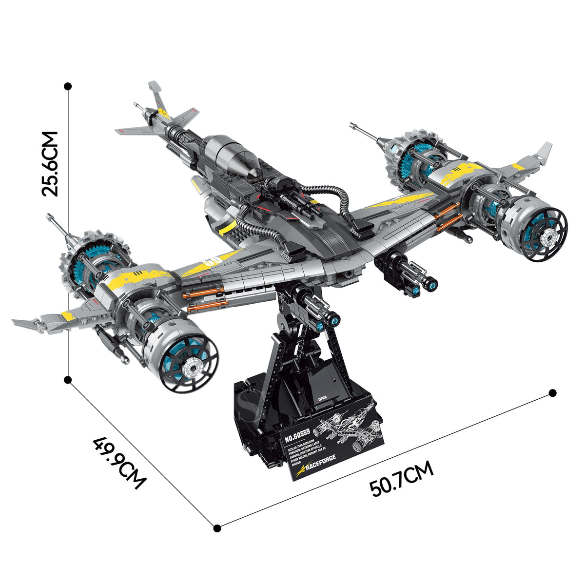 Twin Nova Space Fighter building kit - detail view 7 - Brick Car Merchant