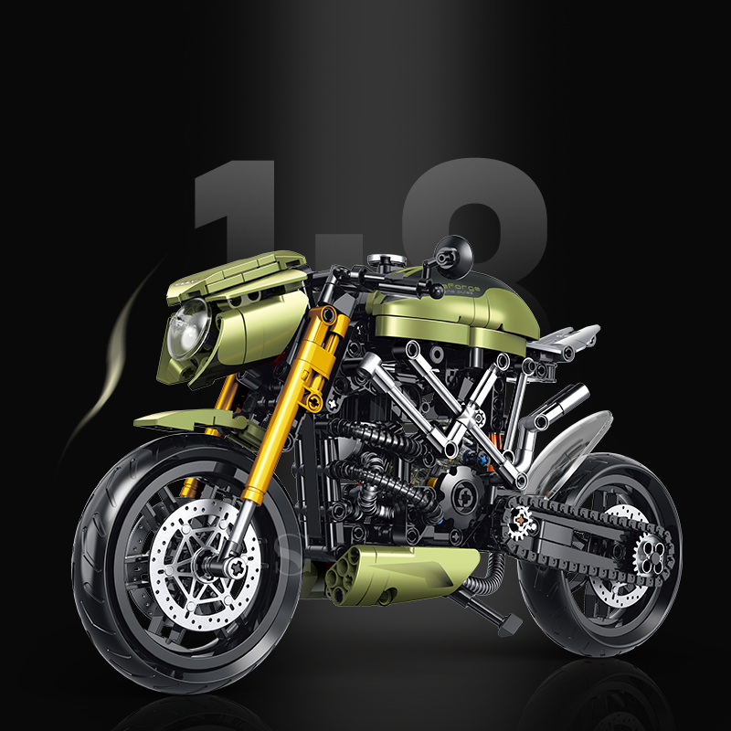 Brick MOC 1:8 Ducati 848 Custom Cafe Racer | 533pcs - Brick Car Merchant