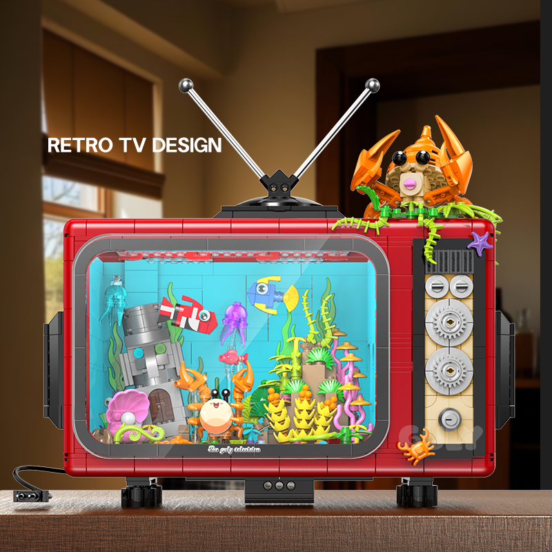 Brick MOC Retro Reef Aquarium Television | 1718 pieces - Brick Car Merchant