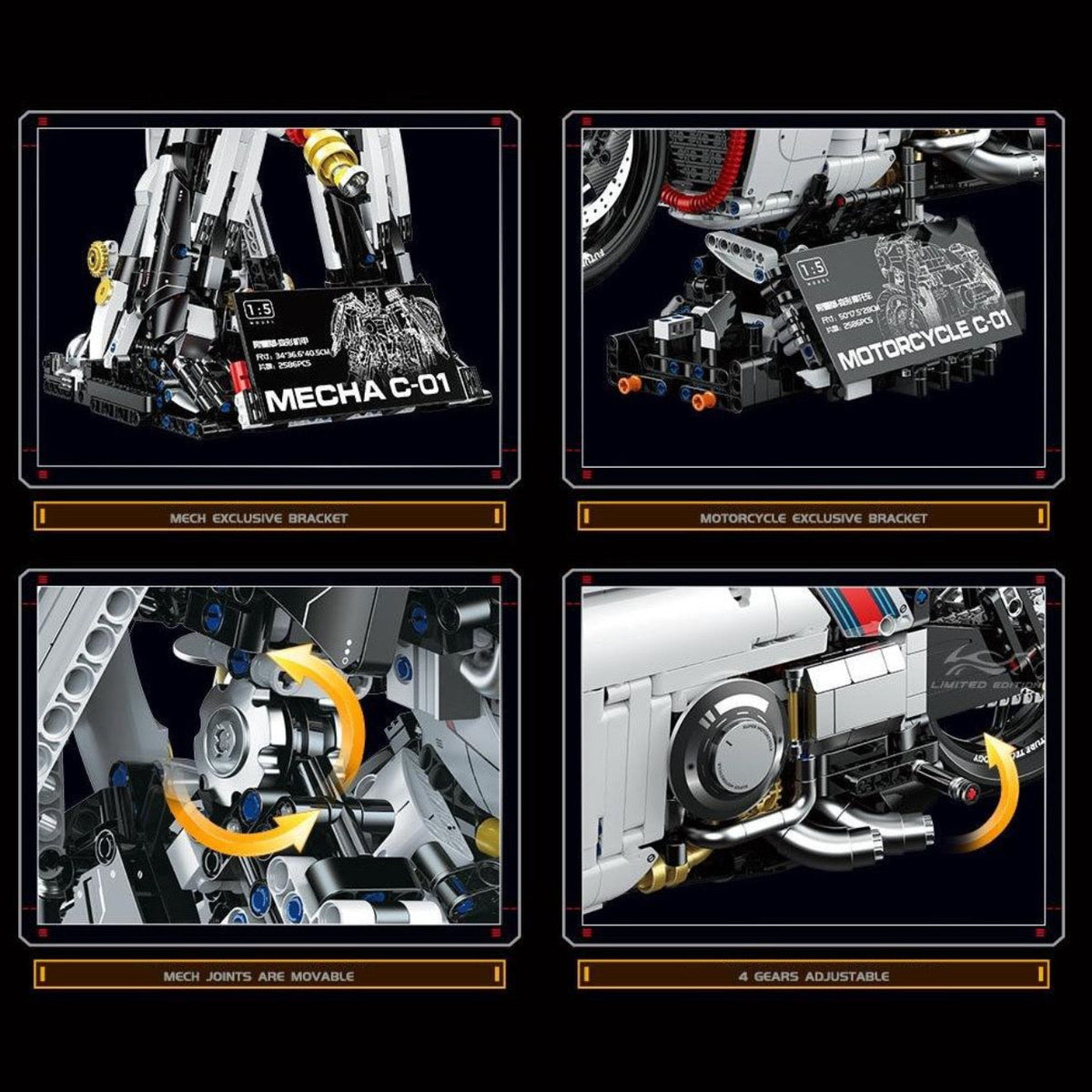 Brick MOC 1:5 Morphline C-01 Transforming Motorcycle Mecha | 2380pcs - Brick Car Merchant