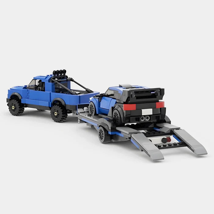 Brick MOC Ford F-150 Raptor with Trailer and Ford Focus - Brick Car Merchant