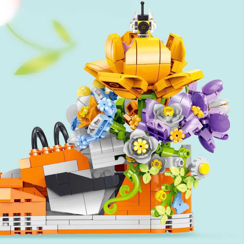 Brick MOC Blossom Craft Orange Floral Sneaker | 786 pieces - Brick Car Merchant