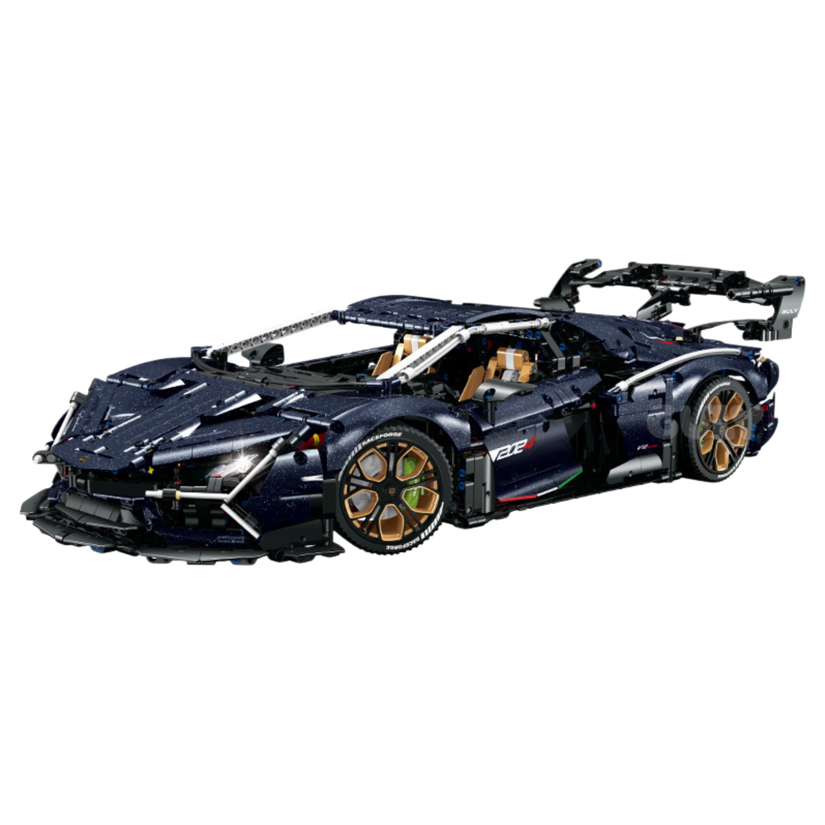 Brick MOC Lamborghini Aventador | Remote Control, Electric Air Suspension, Electric Doors, Special Starry Blue Plates, 4106 pcs - Brick Car Merchant