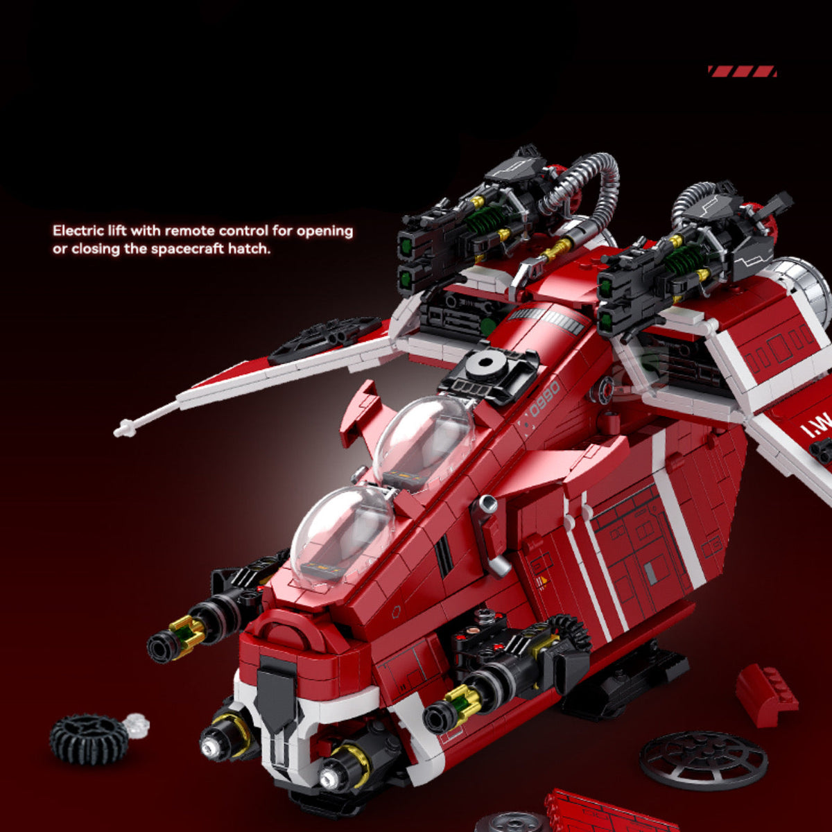 Scarlet Corsair Space Gunboat building kit - detail view 2 - Brick Car Merchant