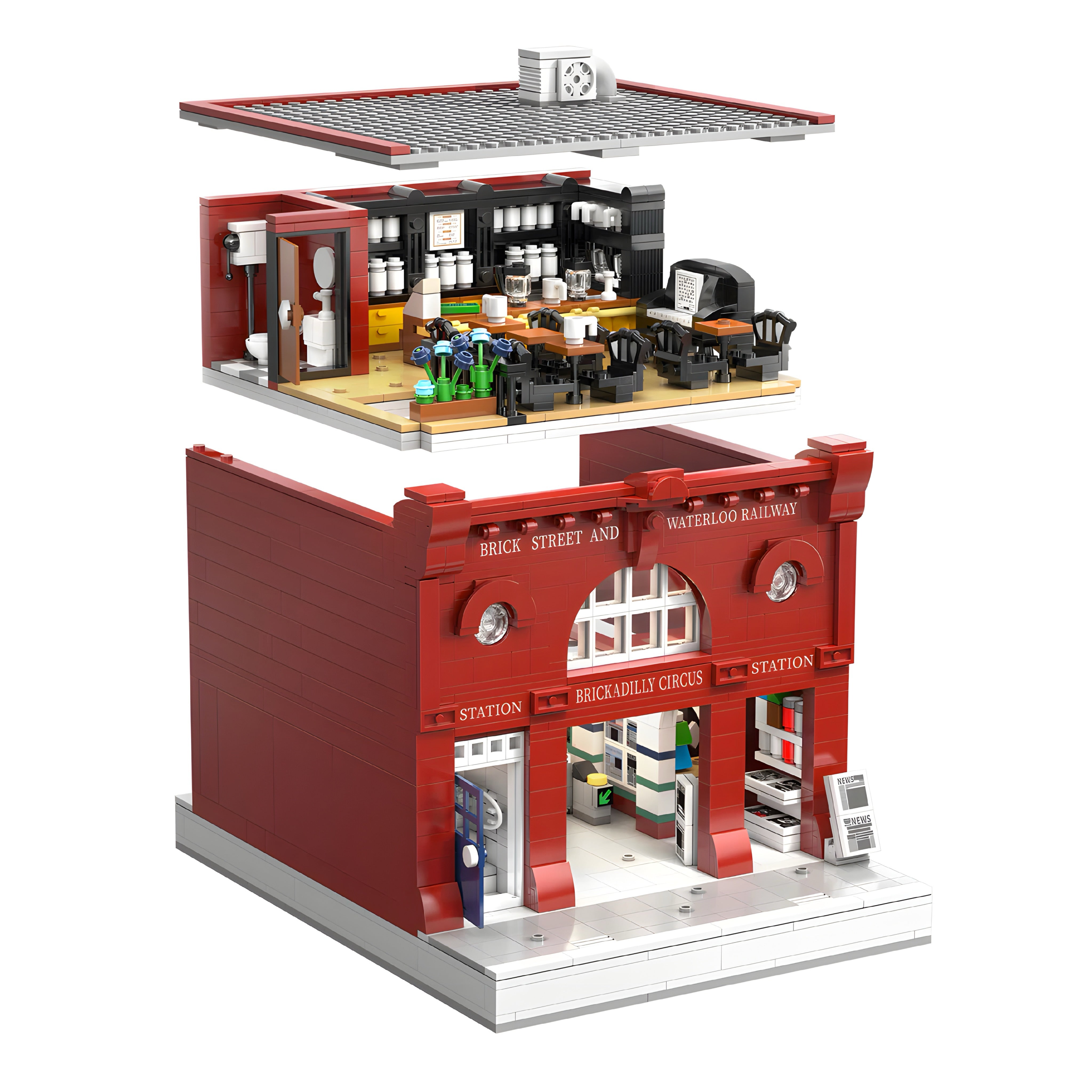 Brick MOC London Underground Station | 1834pcs - Brick Car Merchant