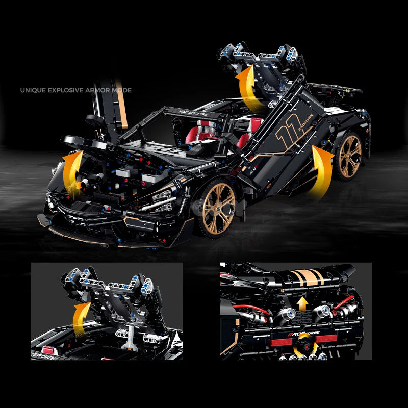 Brick MOC McLaren 720S Stealthwing Edition | 3658 pieces - Brick Car Merchant