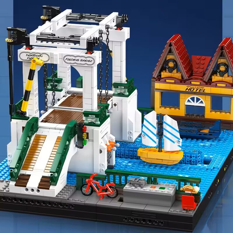 Brick MOC Motorized Nordic Drawbridge | 2065pcs - Brick Car Merchant