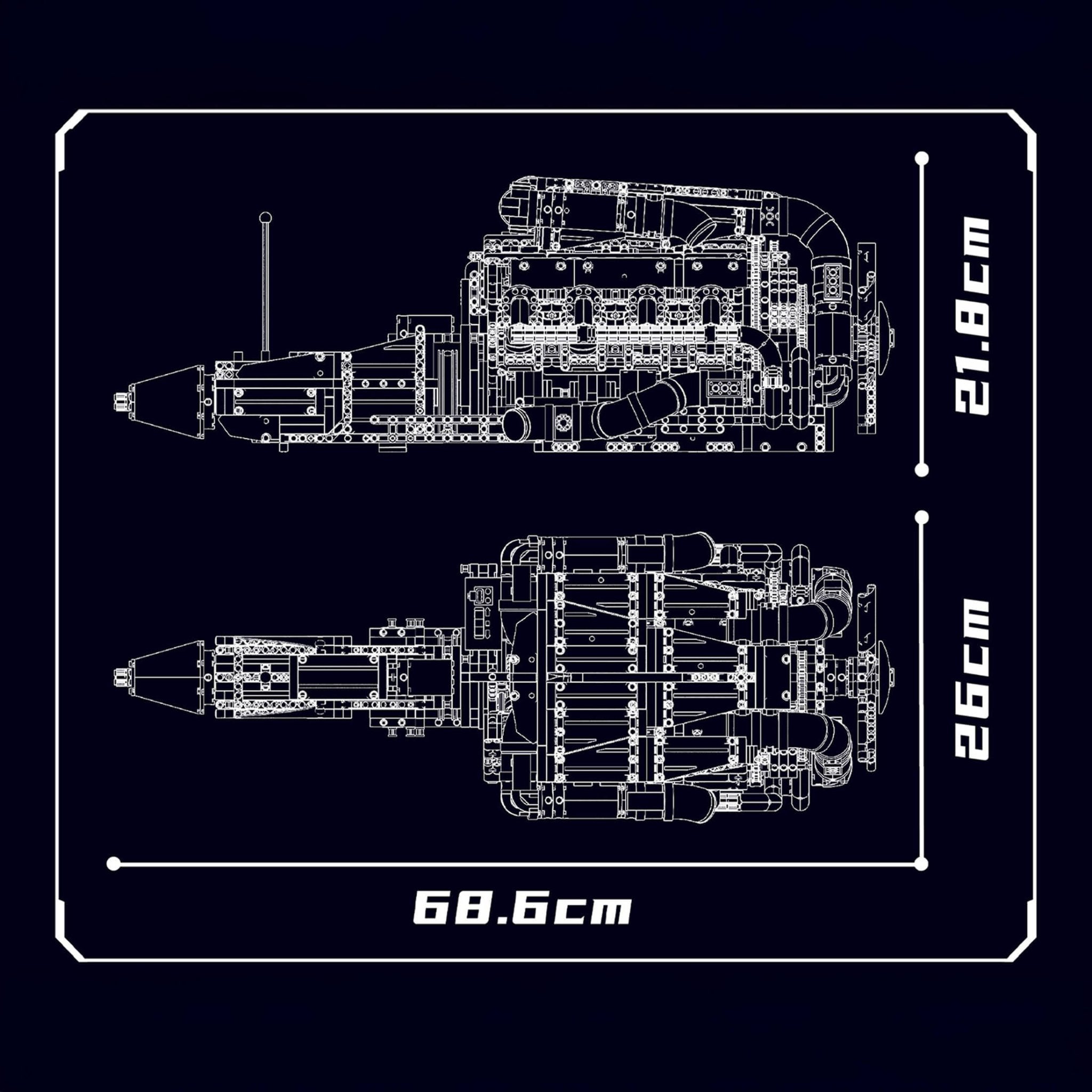 Brick MOC 5.5L AMG V8 Engine & Gearbox | 2898pcs - Brick Car Merchant