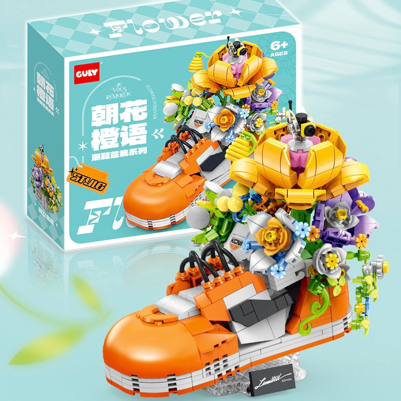 Brick MOC Blossom Craft Orange Floral Sneaker | 786 pieces - Brick Car Merchant