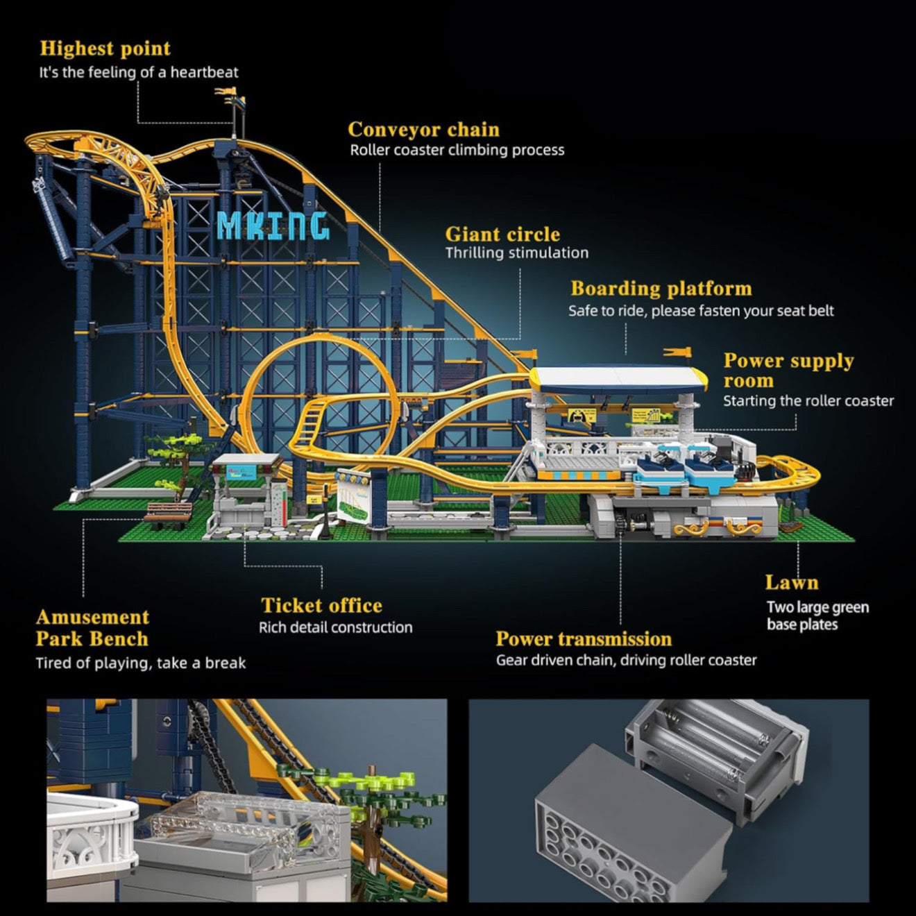LEGO MOC Motorised Looping Roller Coaster | 3238pcs - Brick Car Merchant