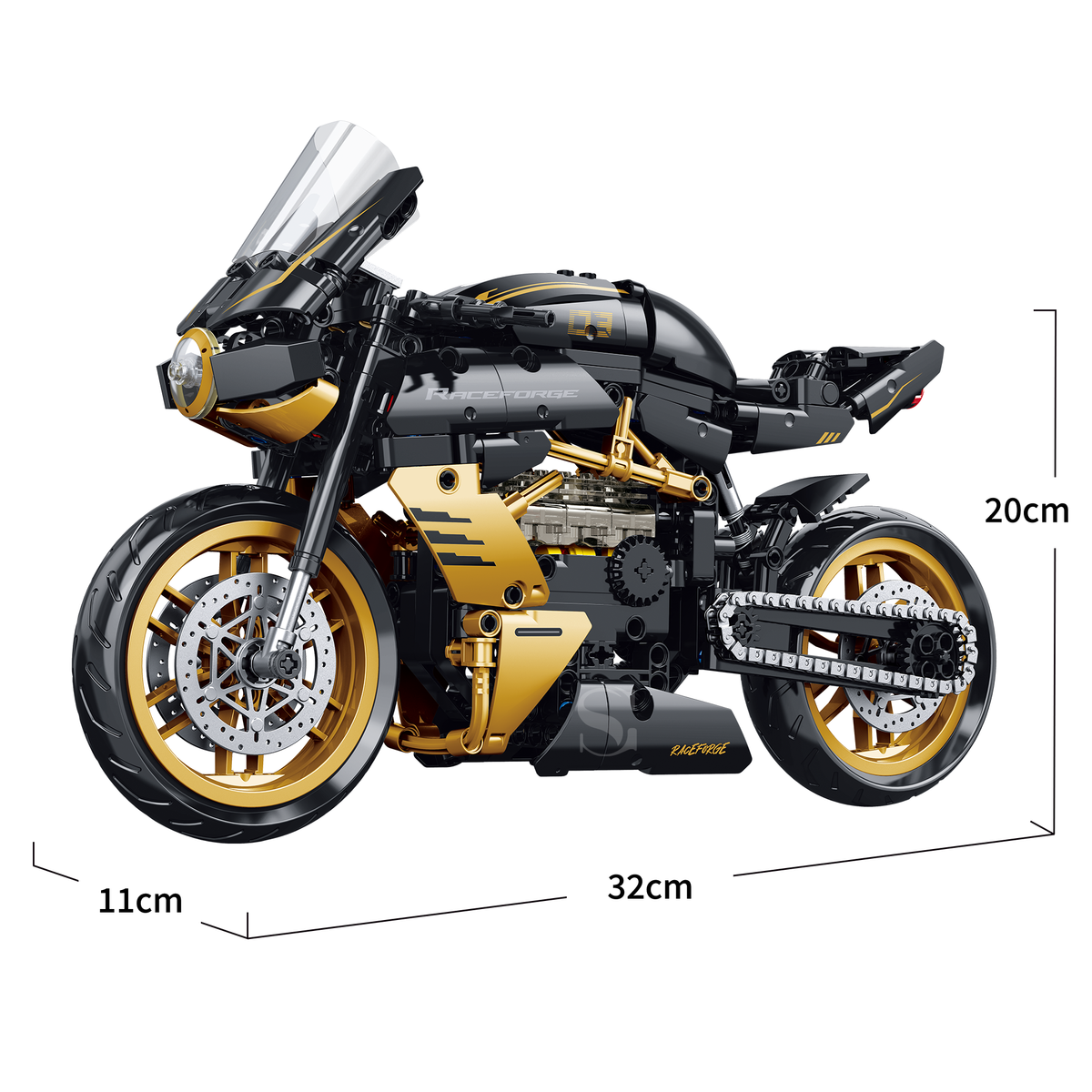 Brick MOC 1:8 MV Agusta Superveloce Black Gold | 506pcs - Brick Car Merchant